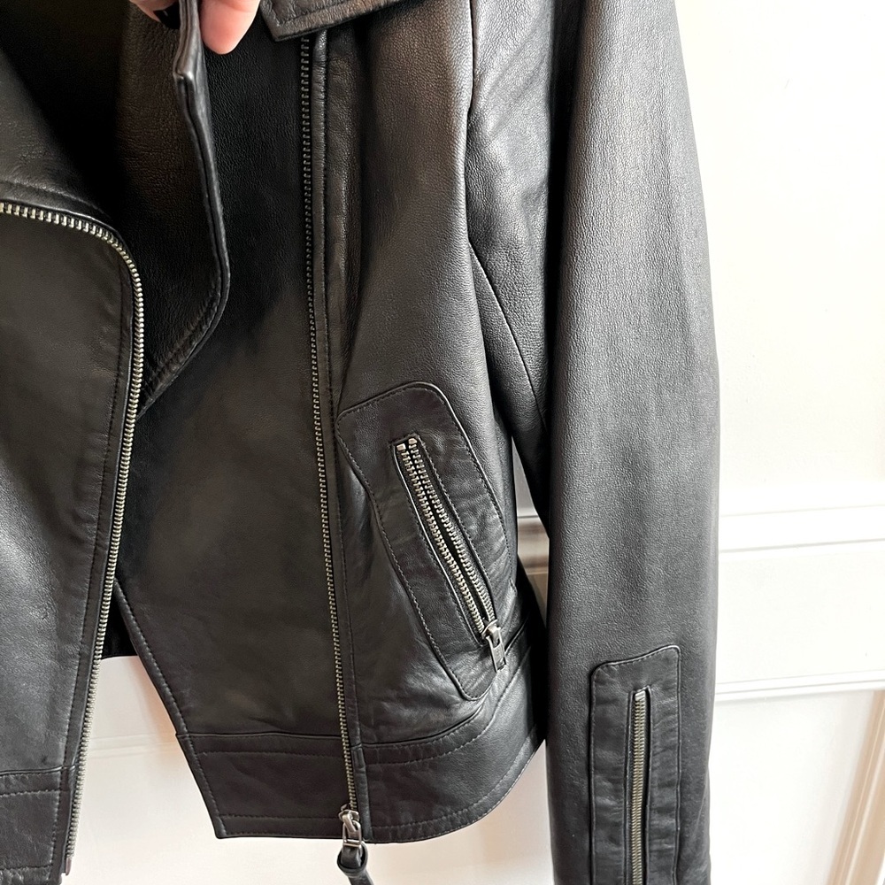 Mackage for Aritzia Kenya Lambskin Leather Moto Jacket Black Size Small - Picture 13 of 15